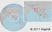 Gray Location Map of Saw, within the entire country, hill shading