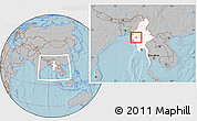 Gray Location Map of Saw, highlighted country, within the entire country, hill shading