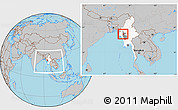 Gray Location Map of Saw, highlighted country, highlighted parent region, within the entire country