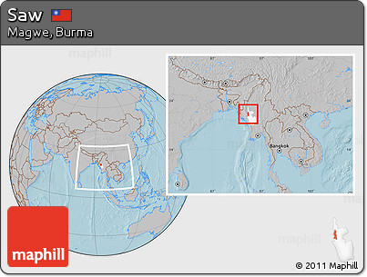 Gray Location Map of Saw, highlighted parent region, within the entire country, hill shading