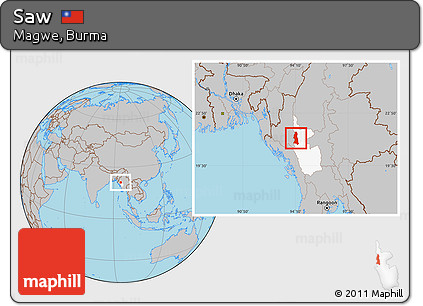 Gray Location Map of Saw, highlighted parent region