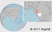 Gray Location Map of Saw, highlighted parent region, hill shading