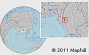 Gray Location Map of Saw, hill shading