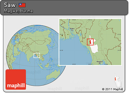 Savanna Style Location Map of Saw, highlighted parent region
