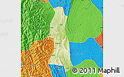 Physical Map of Saw, political outside