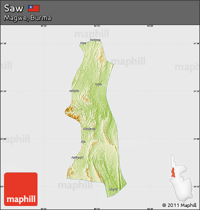 Physical Map of Saw, single color outside
