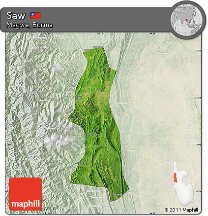 Satellite Map of Saw, lighten