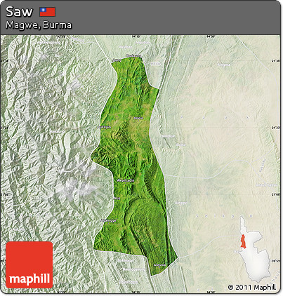 Satellite Map of Saw, lighten