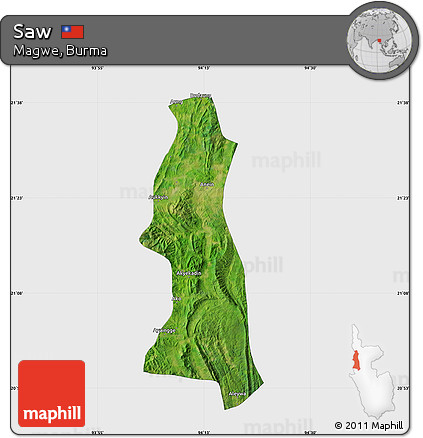 Satellite Map of Saw, single color outside