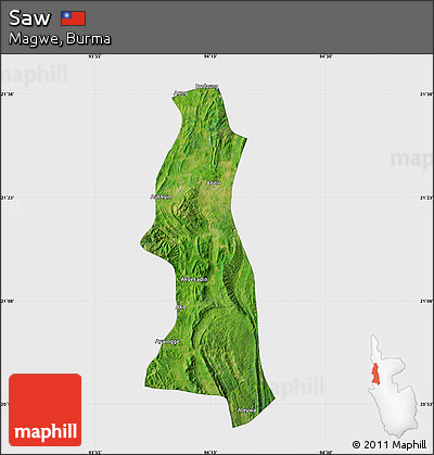 Satellite Map of Saw, single color outside