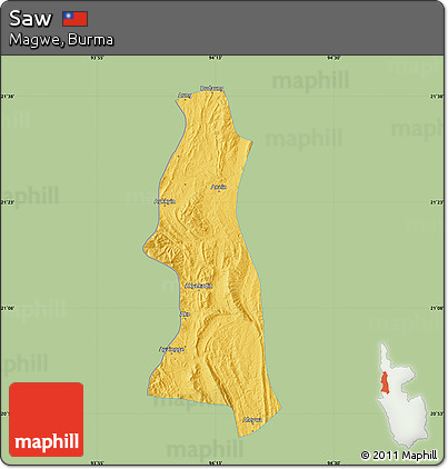 Savanna Style Map of Saw, single color outside