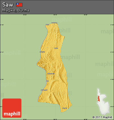 Savanna Style Map of Saw, single color outside