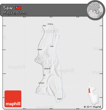 Silver Style Map of Saw, single color outside