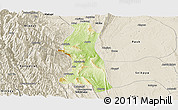 Physical Panoramic Map of Saw, shaded relief outside