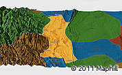 Political Panoramic Map of Saw, darken