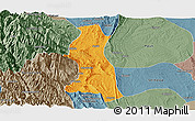 Political Panoramic Map of Saw, semi-desaturated
