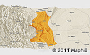 Political Panoramic Map of Saw, shaded relief outside