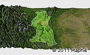 Satellite Panoramic Map of Saw, darken