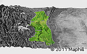 Satellite Panoramic Map of Saw, desaturated