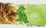 Satellite Panoramic Map of Saw, physical outside