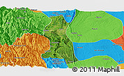 Satellite Panoramic Map of Saw, political outside