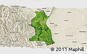 Satellite Panoramic Map of Saw, shaded relief outside
