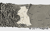 Shaded Relief Panoramic Map of Saw, darken