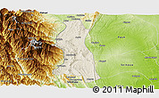 Shaded Relief Panoramic Map of Saw, physical outside