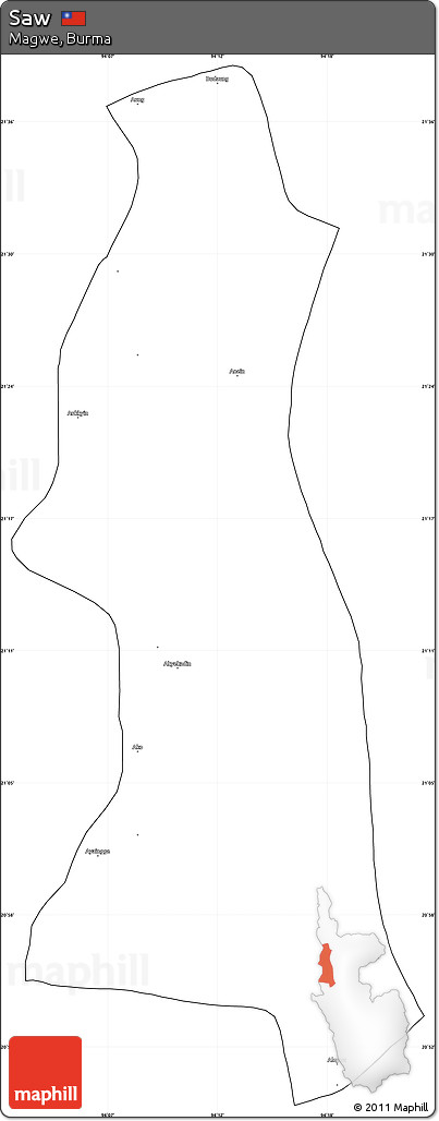 Blank Simple Map of Saw, cropped outside