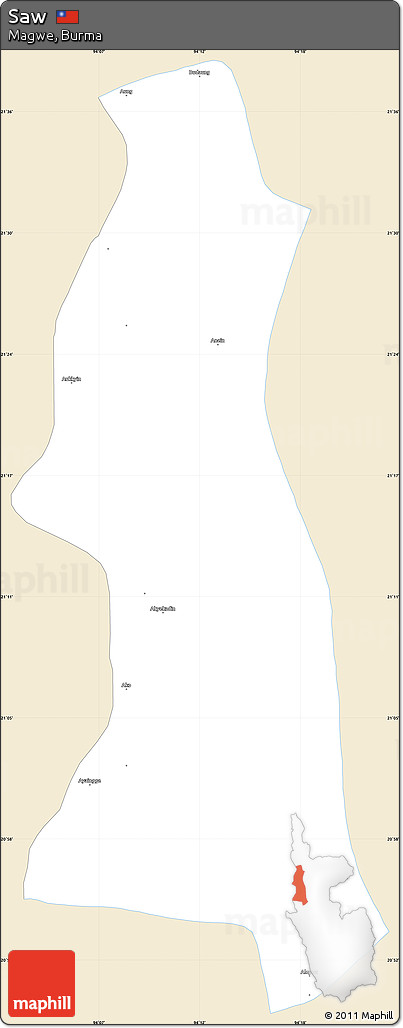 Classic Style Simple Map of Saw, single color outside
