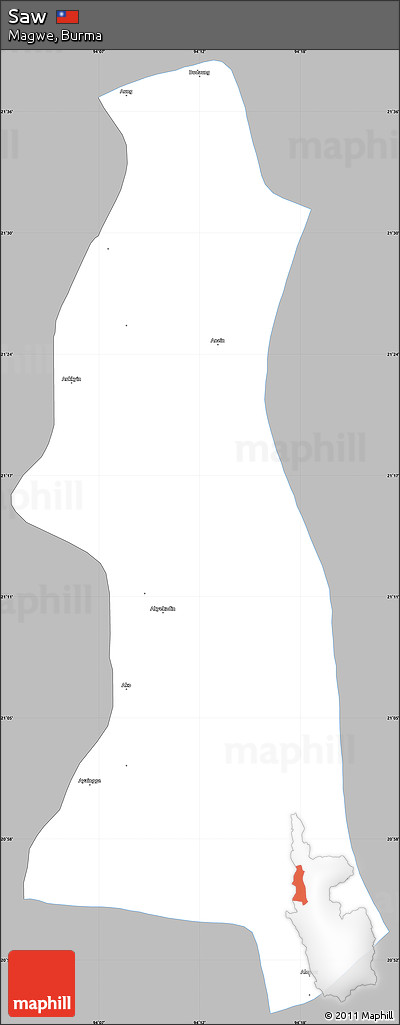 Gray Simple Map of Saw, single color outside