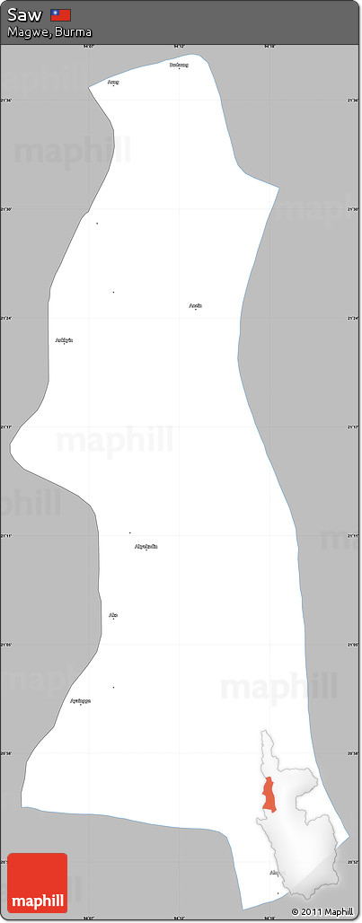 Gray Simple Map of Saw, single color outside