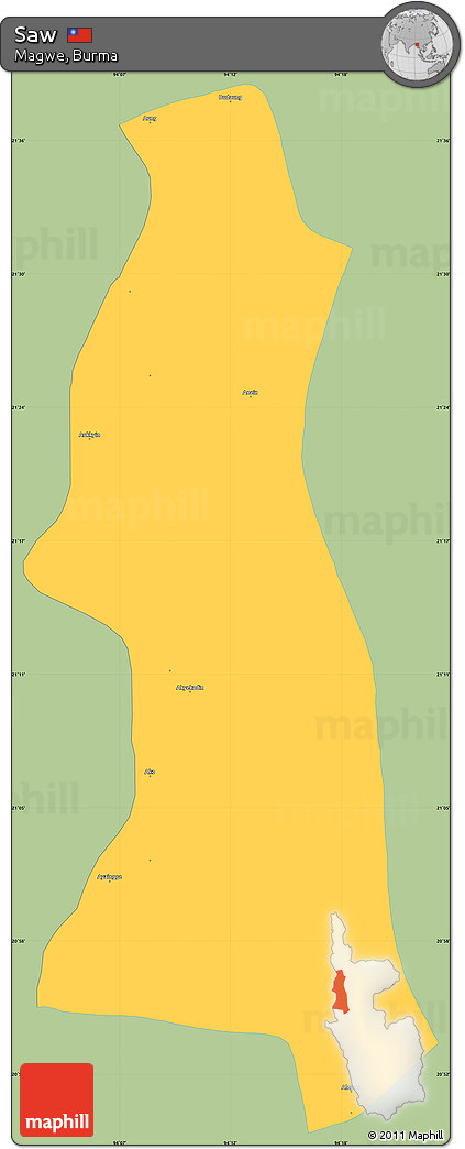 Savanna Style Simple Map of Saw, single color outside