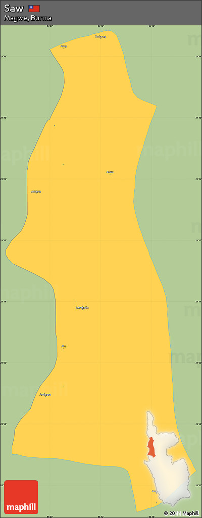 Savanna Style Simple Map of Saw, single color outside