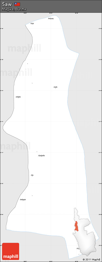 Silver Style Simple Map of Saw, single color outside