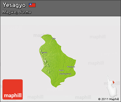 Physical 3D Map of Yesagyo, cropped outside