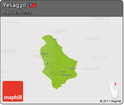 Physical 3D Map of Yesagyo, cropped outside