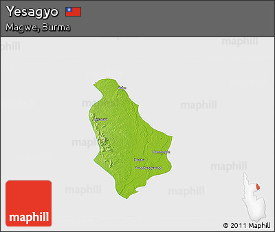 Physical 3D Map of Yesagyo, single color outside
