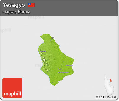 Physical 3D Map of Yesagyo, single color outside