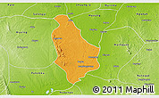 Political 3D Map of Yesagyo, physical outside