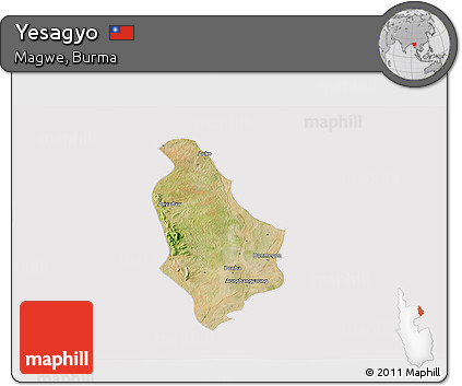 Satellite 3D Map of Yesagyo, cropped outside