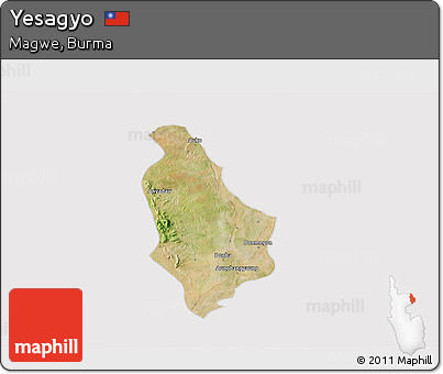 Satellite 3D Map of Yesagyo, cropped outside
