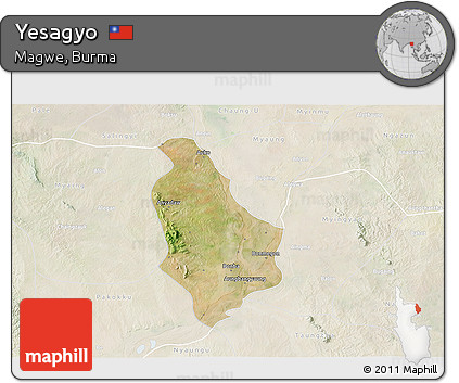 Satellite 3D Map of Yesagyo, lighten