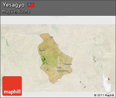 Satellite 3D Map of Yesagyo, lighten