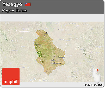 Satellite 3D Map of Yesagyo, lighten