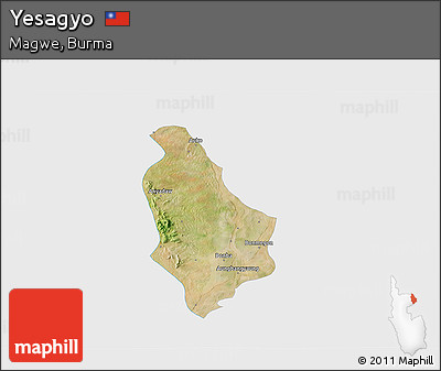 Satellite 3D Map of Yesagyo, single color outside