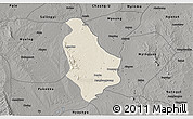 Shaded Relief 3D Map of Yesagyo, darken, semi-desaturated