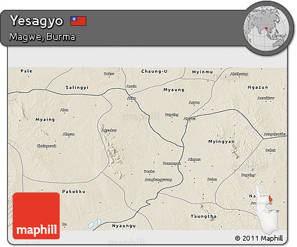 Shaded Relief 3D Map of Yesagyo