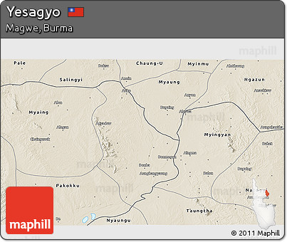Shaded Relief 3D Map of Yesagyo