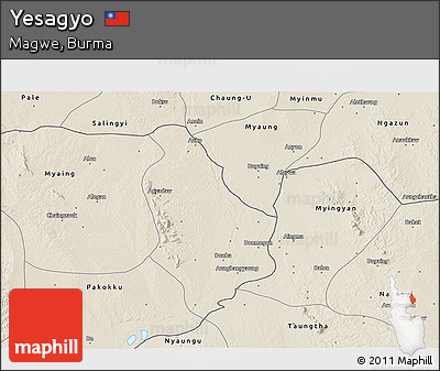 Shaded Relief 3D Map of Yesagyo